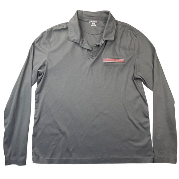 UNTUCKit Men's Damaschino Long Sleeve Polo Shirt with Pocket Gray Medium - Picture 3 of 9